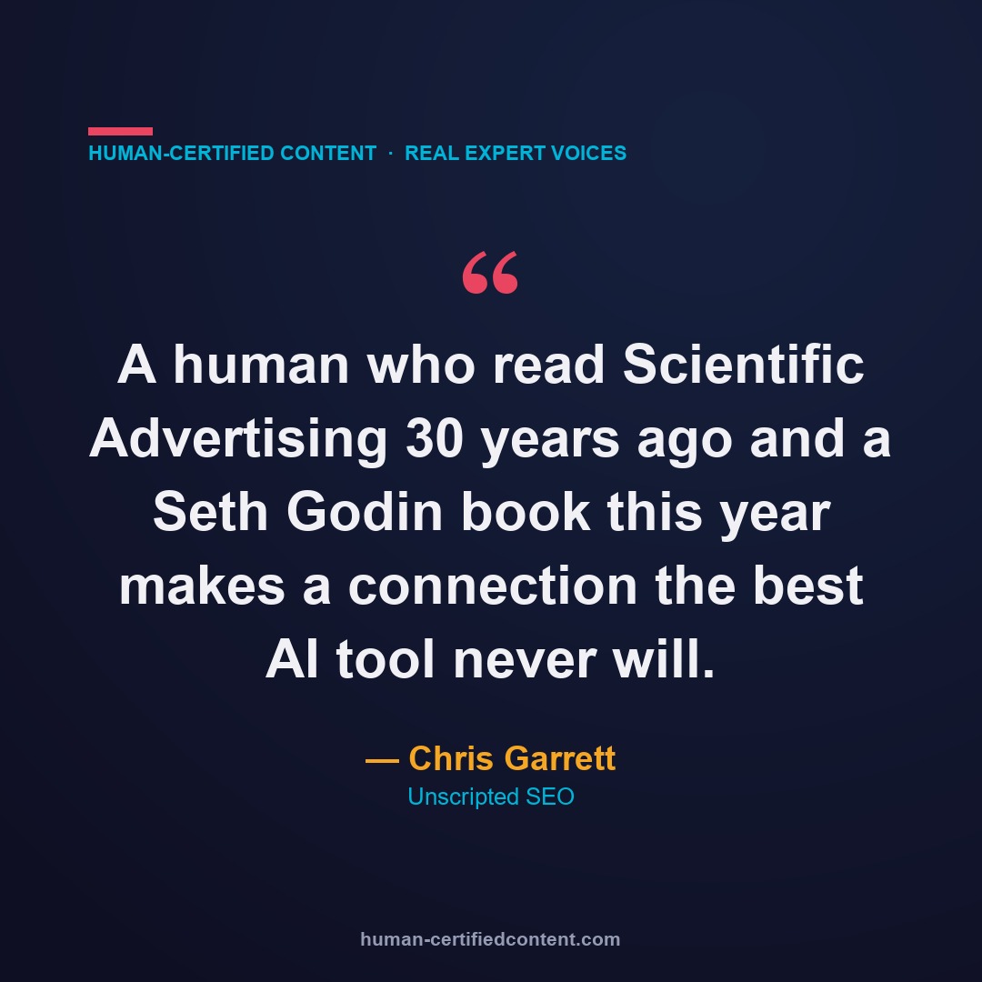 Chris Garrett quote: a human makes connections AI never will