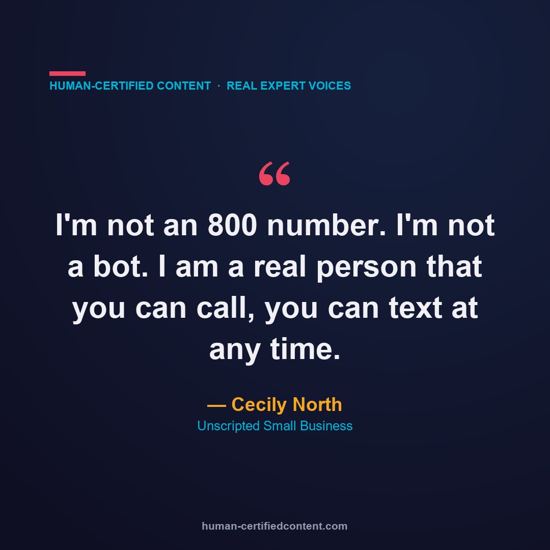 Cecily North quote: I am a real person, not a bot