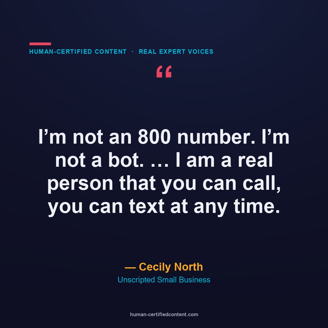 Cecily North quote: I am a real person, not a bot